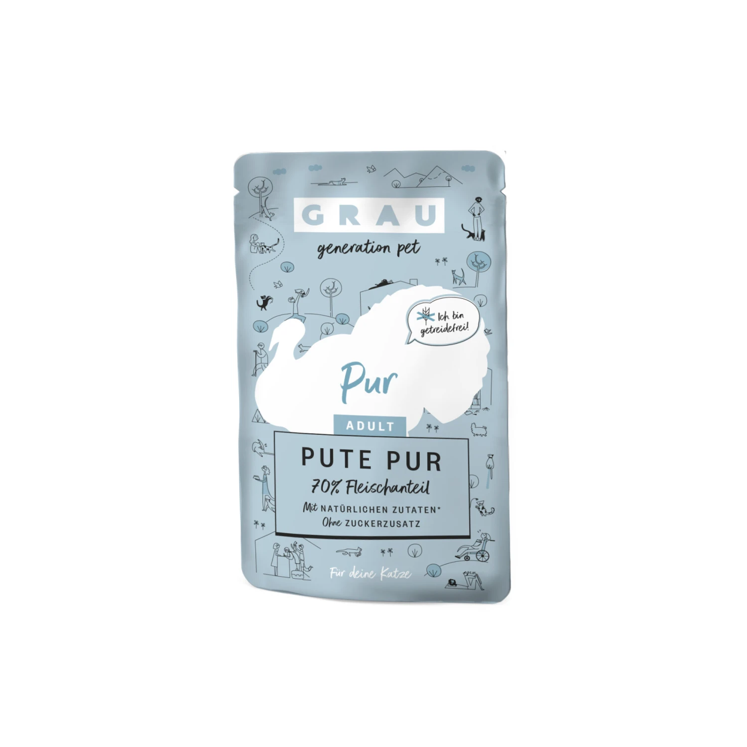 Grau Adult Puur Kattenvoer - Kalkoen - Pouch 2 Grau Adult Puur Kattenvoer - Kalkoen - Pouch - Afbeelding 2