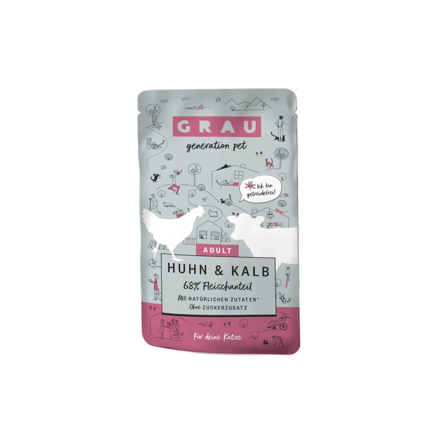 Grau Graanvrij Kattenvoer - Kip & Kalf - Pouch